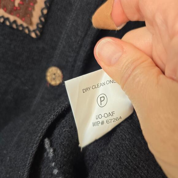 Vintage Woolrich Vest Women's M Black Boiled Wool Applique Moose Cabin Rustic - Picture 8 of 11